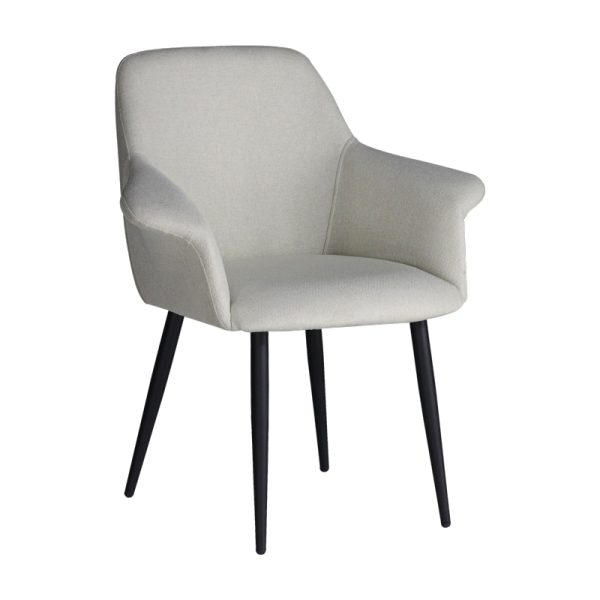 320 000002 5 Armchair Parsow pakoworld ecru color fabric-black metal leg 77x63x85cmIndoor furniture > Chairs