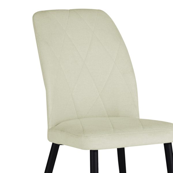 320 000015 2 2 Chair Vika pakoworld ecru fabric-black metal leg 48x58x90cmIndoor furniture > Chairs