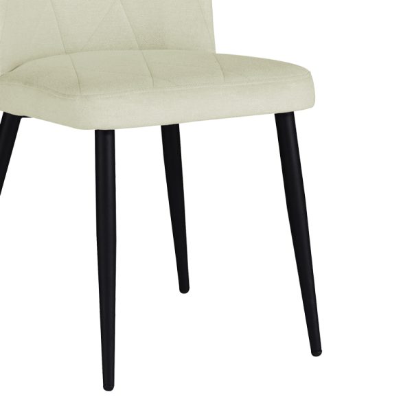 320 000015 3 2 Chair Vika pakoworld ecru fabric-black metal leg 48x58x90cmIndoor furniture > Chairs