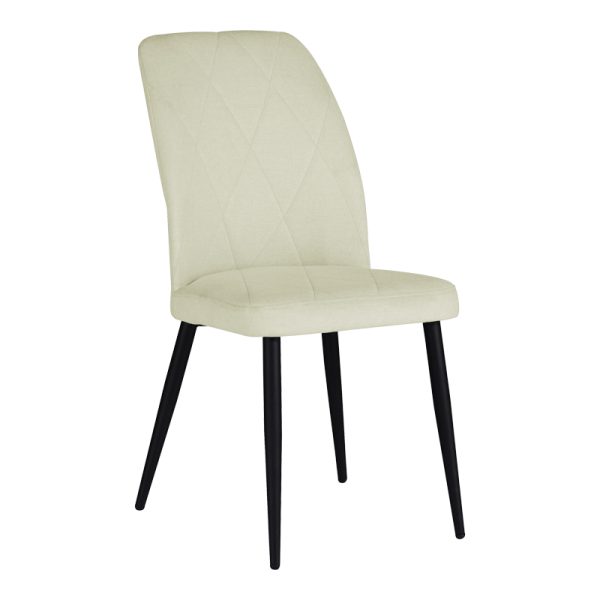320 000015 5 Chair Vika pakoworld ecru fabric-black metal leg 48x58x90cmIndoor furniture > Chairs
