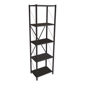 321 000009 9 Bookcase Glase pakoworld anthracite melamine-black metal 40x30x150cmIndoor furniture > Bookshelves