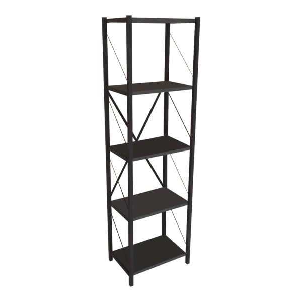 321 000009 9 Bookcase Glase pakoworld anthracite melamine-black metal 40x30x150cmIndoor furniture > Bookshelves