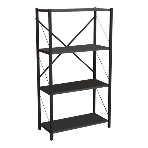 321 000011 9 Bookcase Jackrey pakoworld anthracite melamine-black metal 60x30x114cmIndoor furniture > Bookshelves