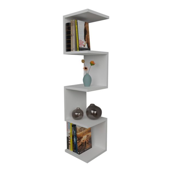 321 000020 11 Wall shelf Zigzag pakoworld white melamine 25x25x109cmIndoor furniture > Wall shelves