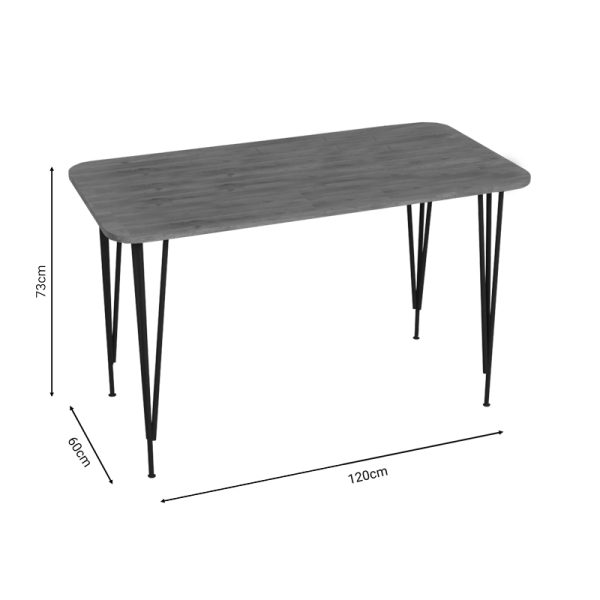 321 000031 2 7 Dinning table Palkon pakoworld oak melamine-black metal 120x60x73cmIndoor furniture > Dining Tables