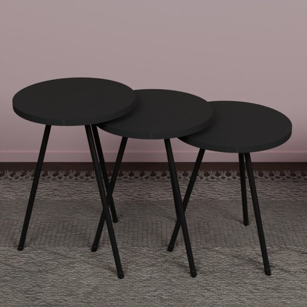 321 000041 2 5 Coffee table Sebko pakoworld 3 pcs set anthracite melamine-black metalIndoor furniture > Tables auxiliary