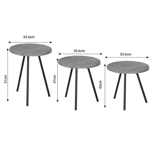 321 000041 3 5 Coffee table Sebko pakoworld 3 pcs set anthracite melamine-black metalIndoor furniture > Tables auxiliary