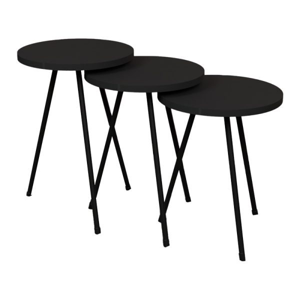 321 000041 7 Coffee table Sebko pakoworld 3 pcs set anthracite melamine-black metalIndoor furniture > Tables auxiliary