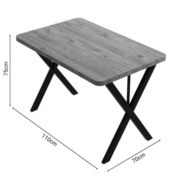 321 000084 2 13 Table Zeryin pakoworld oak melamine-black metal 110x70x75cmIndoor furniture > Dining Tables