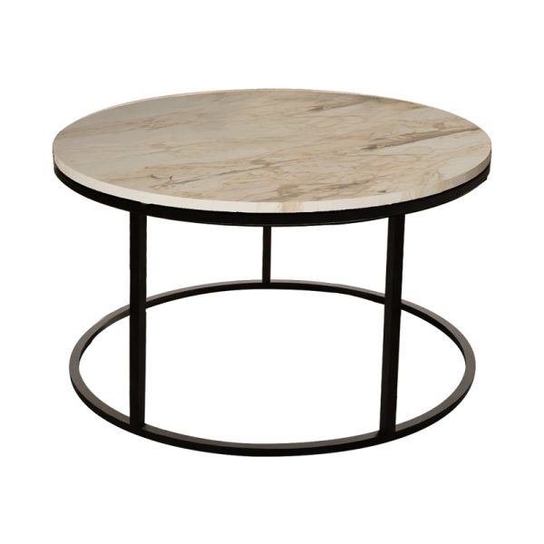321 000088 10 Coffee table Drion pakoworld white marble melamine-black metal D60x40cmIndoor furniture > Coffee tables