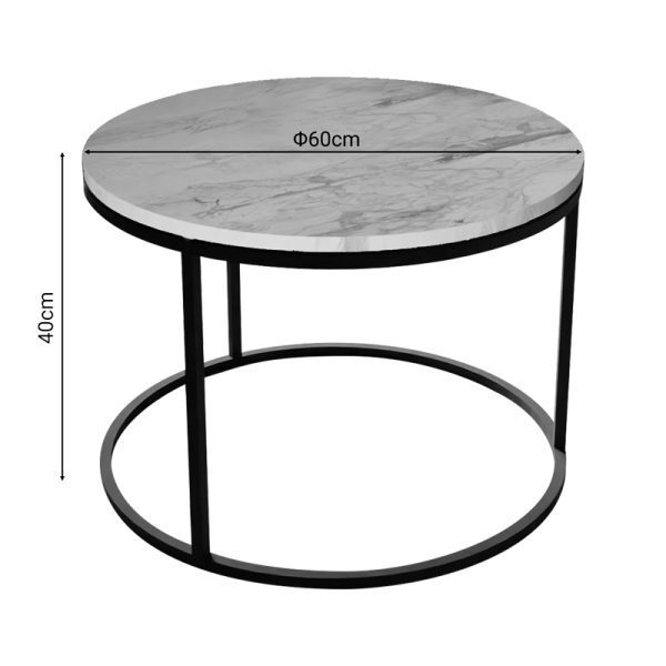 321 000088 2 8 Coffee table Drion pakoworld white marble melamine-black metal D60x40cmIndoor furniture > Coffee tables