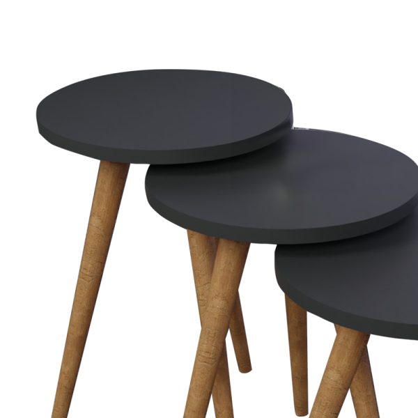 321 000091 2 2 Side tables Perjene pakoworld set of 3 pieces melamine in anthracite shade and wooden legsSPRING OFFERS