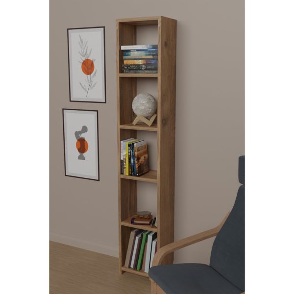 321 000092 2 7 Barzine pakoworld melamine bookcase in natural shade 27.6x19.5x150cmIndoor furniture > Bookshelves