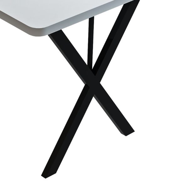 321 000097 2 2 Zeryin pakoworld melamine table in white shade and black metal leg 110x70x75cmIndoor furniture > Dining Tables