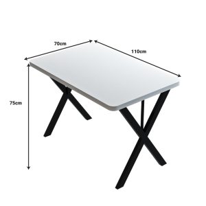 321 000097 3 2 Zeryin pakoworld melamine table in white shade and black metal leg 110x70x75cmIndoor furniture > Dining Tables