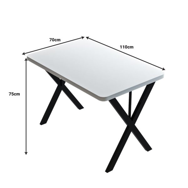 321 000097 3 2 Zeryin pakoworld melamine table in white shade and black metal leg 110x70x75cmIndoor furniture > Dining Tables