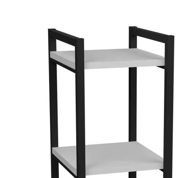 321 000102 3 5 Floor shelf Harvey pakoworld black metal and white melamine 33x28x70cmIndoor furniture > Home organization > Kitchen > Shelves