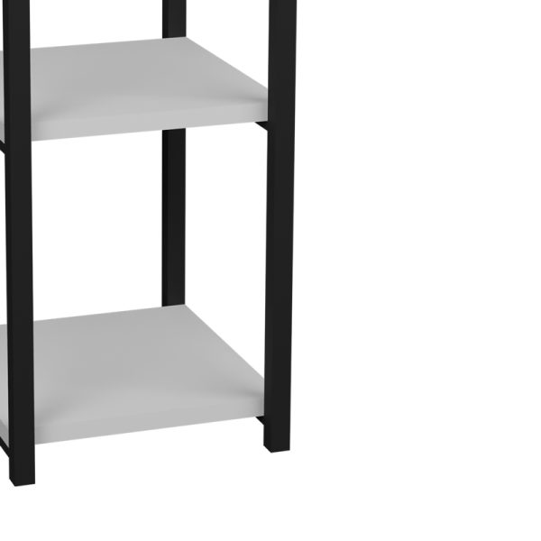 321 000102 4 5 Floor shelf Harvey pakoworld black metal and white melamine 33x28x70cmIndoor furniture > Home organization > Kitchen > Shelves