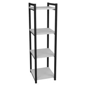 321 000104 11 Floor shelf Harvey pakoworld black metal and white melamine 33x28x100cmIndoor furniture > Home organization > Kitchen > Shelves