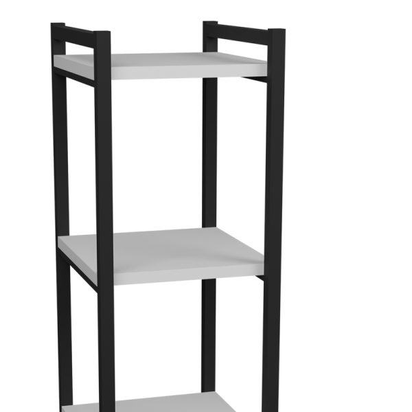 321 000104 3 8 Floor shelf Harvey pakoworld black metal and white melamine 33x28x100cmIndoor furniture > Home organization > Kitchen > Shelves