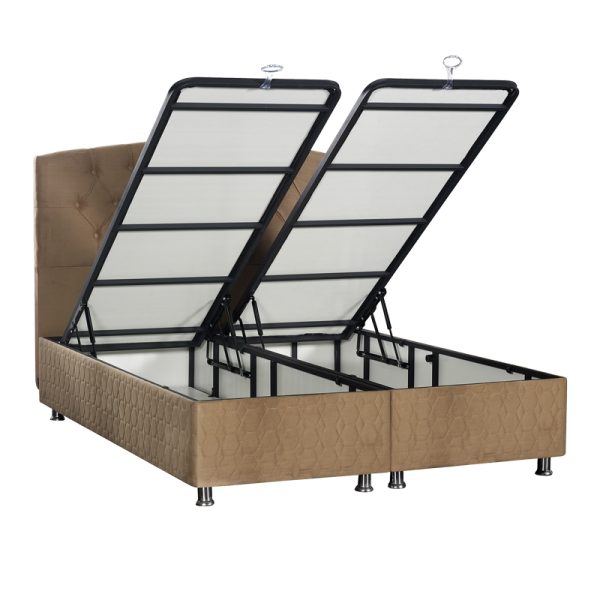 322 000004 3 2 Lanse pakoworld double bed with storage space beige 160x200cmIndoor furniture > Beds