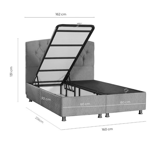 322 000005 3 12 Double bed Lanse pakoworld with storage space anthracite 160x200cmIndoor furniture > Beds