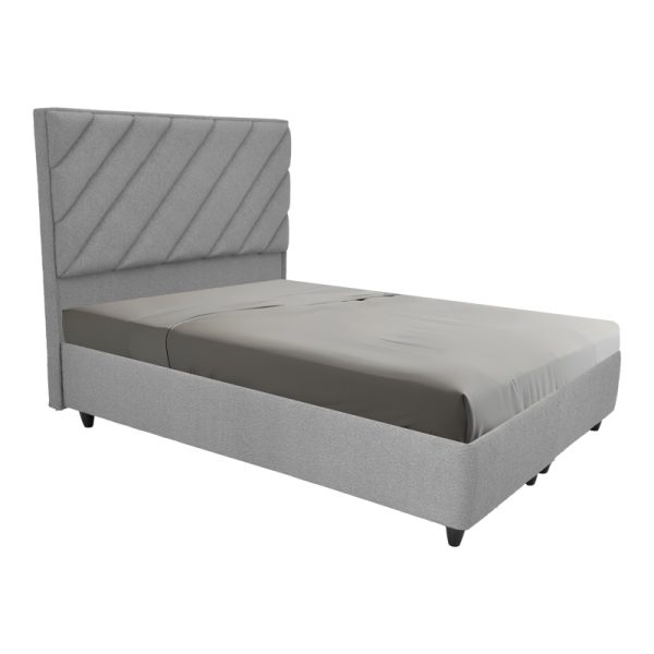 322 000020 5 Tito pakoworld double bed with storage space boucle fabric in light gray shade 160x200cmIndoor furniture > Beds