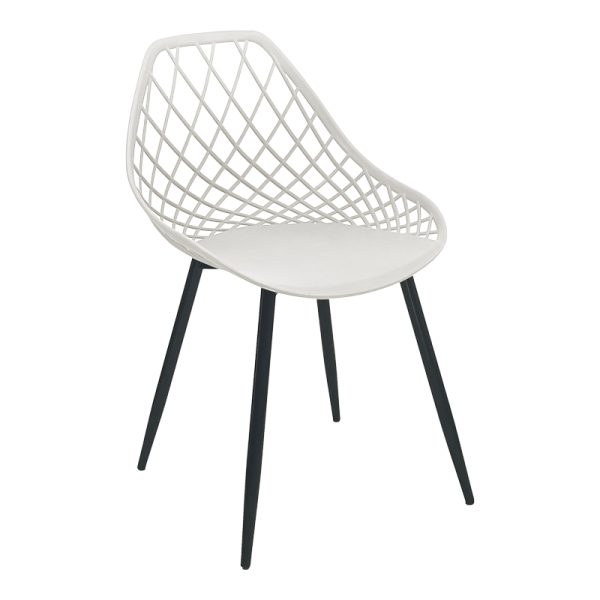 326 000018 5 Suan pakoworld pp chair in white shade and black metal leg 56x49x82cmHOT DEALS
