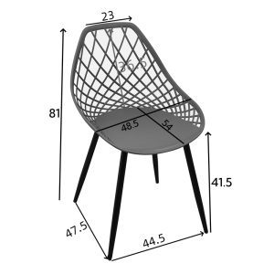 326 000020 4 5 Suan pakoworld pp chair in charcoal shade and black metal leg 56x49x82cmIndoor furniture > Chairs