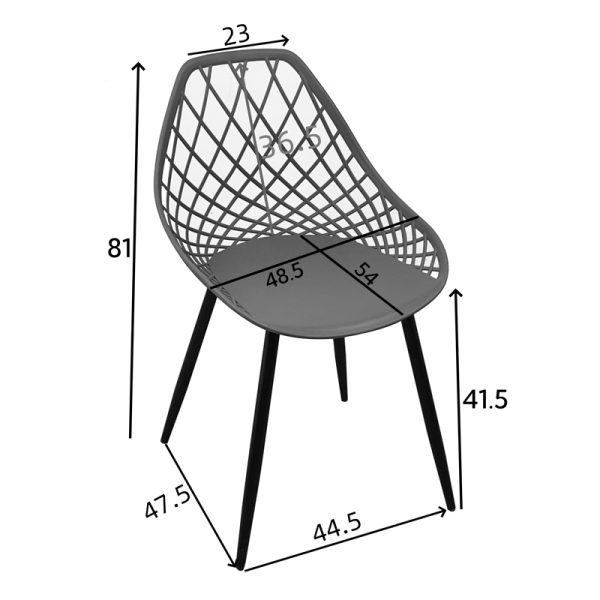 326 000020 4 5 Suan pakoworld pp chair in charcoal shade and black metal leg 56x49x82cmIndoor furniture > Chairs