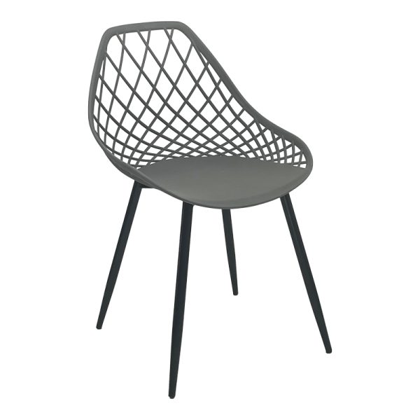 326 000020 8 Suan pakoworld pp chair in charcoal shade and black metal leg 56x49x82cmIndoor furniture > Chairs