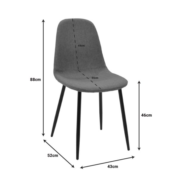 327 000004 4 8 Chair Bella pakoworld antracite fabric-natural metal leg 43x52x88cmIndoor furniture > Chairs