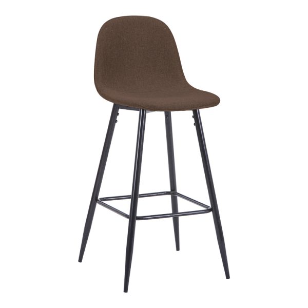 327 000014 10 Bar stool medium height Bella pakoworld brown fabric-black metal leg 41x47x93cmIndoor furniture > Bar stools
