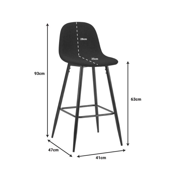 327 000014 4 7 Bar stool medium height Bella pakoworld brown fabric-black metal leg 41x47x93cmIndoor furniture > Bar stools