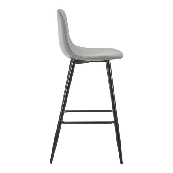 327 000016 2 5 Bar stool medium height Bella pakoworld light grey velvet-black metal leg 41x47x93cmIndoor furniture > Bar stools