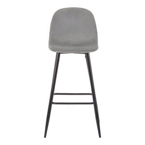 327 000016 3 5 Bar stool medium height Bella pakoworld light grey velvet-black metal leg 41x47x93cmIndoor furniture > Bar stools