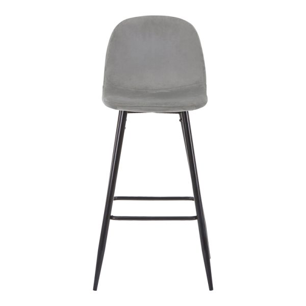 327 000016 3 5 Bar stool medium height Bella pakoworld light grey velvet-black metal leg 41x47x93cmIndoor furniture > Bar stools