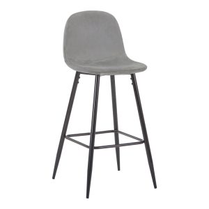 327 000016 8 Bar stool medium height Bella pakoworld light grey velvet-black metal leg 41x47x93cmIndoor furniture > Bar stools