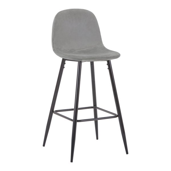 327 000016 8 Bar stool medium height Bella pakoworld light grey velvet-black metal leg 41x47x93cmIndoor furniture > Bar stools