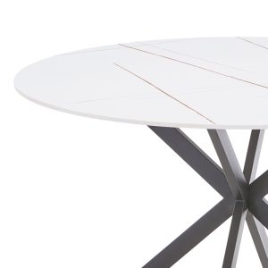 327 000028 2 7 Stoyen I pakoworld table white marble-beige ceramic-black metal D120x75cmIndoor furniture > Dining Tables