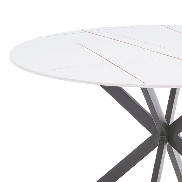 327 000028 2 7 Stoyen I pakoworld table white marble-beige ceramic-black metal D120x75cmIndoor furniture > Dining Tables