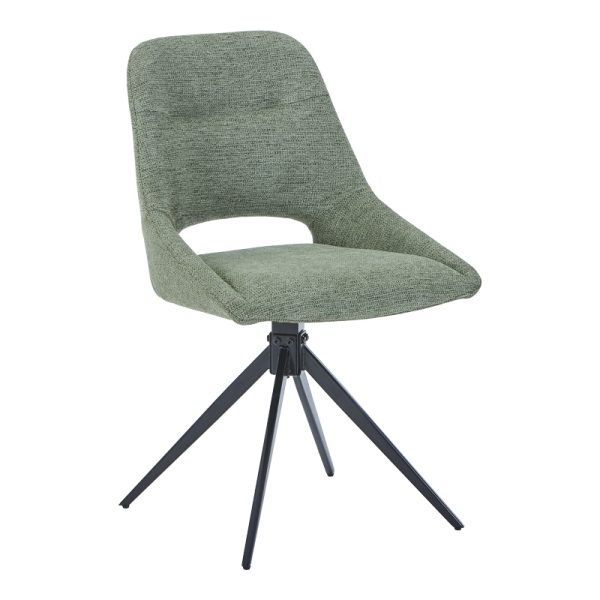 327 000034 8 Luciano I pakoworld swivel chair in green fabric-metal leg black 52.5x54x85cmIndoor furniture > Chairs