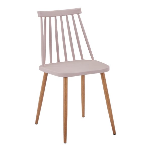 327 000044 6 Chair Aurora I pakoworld pp in brown shade-natural metallic leg 43x48x79cmIndoor furniture > Chairs
