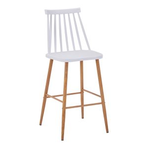327 000047 10 Bar stool Aurora I pakoworld pp in white shade - natural metal leg 42x47x99cmIndoor furniture > Bar stools