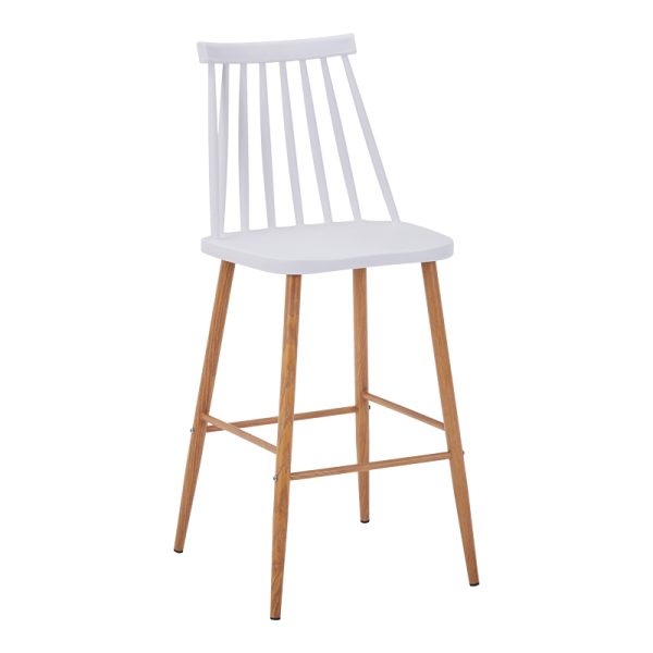 327 000047 10 Bar stool Aurora I pakoworld pp in white shade - natural metal leg 42x47x99cmIndoor furniture > Bar stools