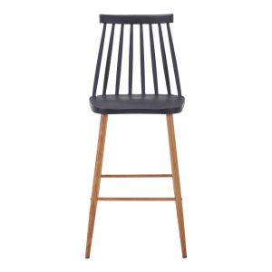 327 000048 2 7 Bar stool Aurora I pakoworld pp in black shade - natural metal leg 42x47x99cmIndoor furniture > Bar stools