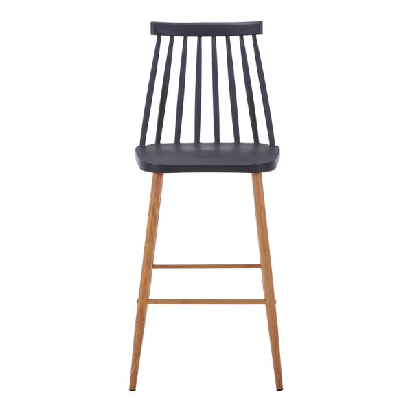 327 000048 2 7 Bar stool Aurora I pakoworld pp in black shade - natural metal leg 42x47x99cmIndoor furniture > Bar stools