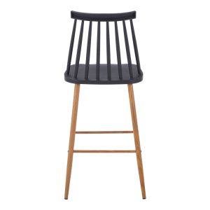 327 000048 3 7 Bar stool Aurora I pakoworld pp in black shade - natural metal leg 42x47x99cmIndoor furniture > Bar stools
