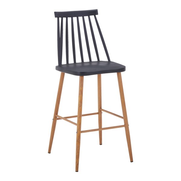 327 000048 9 Bar stool Aurora I pakoworld pp in black shade - natural metal leg 42x47x99cmIndoor furniture > Bar stools