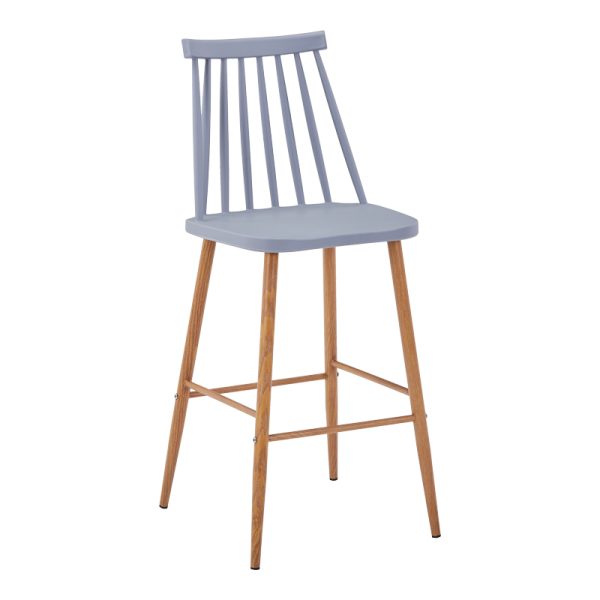 327 000049 4 Bar stool Aurora I pakoworld pp in grey shade - natural metal leg 42x47x99cmIndoor furniture > Bar stools